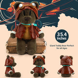 MorisMos Stuffed Animals - Giant Chocolate Teddy Bear Plush Toys with Costumes - 35 Inches Pilot Teddy Bear Plush Dolls - Valentine's Day Teddy Bears&Gifts for Boyfriend/Girlfriend - ' We Can Bearly Wait' Teddy Bear Theme Baby Shower Decor Ideas - Gender Reveal Party Teddy Bear Decorations -Birthday/Christmas/Graduation Gift for friends - Romantic Anniversary Gift for Wife/Husband - DIY Teddy Bear Clothes