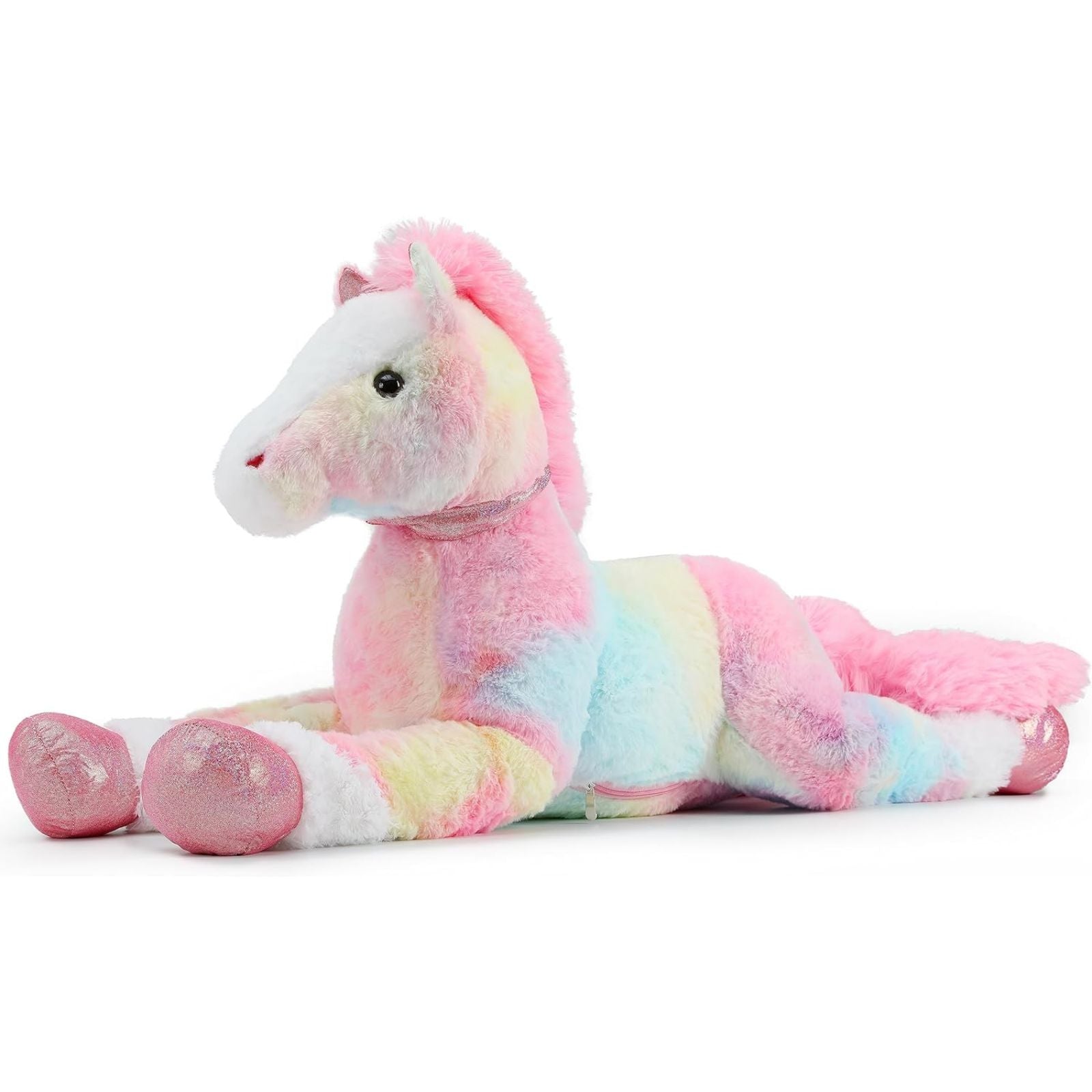 Giant Colorful Horse Stuffed Toy, Pink/Blue, 35/47 Inches