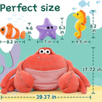 Giant Crab Stuffed Animals, 39 Inches - Seahorse/Starfish/Anemone Fish Plush Toys - Weighted Cartoon Soft Throw Pillows - Cozy Cushion Plush Pillows - Christmas/Birthday/Baby Shower/Easter/Thanksgiving/Halloween Gift