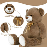 MorisMos Stuffed Animals - Giant Dark Brown Teddy Bear Plush Toys - 52 Inches Teddy Bear Plush Dolls - Valentine's Day Teddy Bears&Gifts for Boyfriend/Girlfriend - ' We Can Bearly Wait' Teddy Bear Theme Baby Shower Decor Ideas - Gender Reveal Party Teddy Bear Decorations -Birthday/Christmas/Graduation Gift for friends - Romantic Anniversary Gift for Wife/Husband