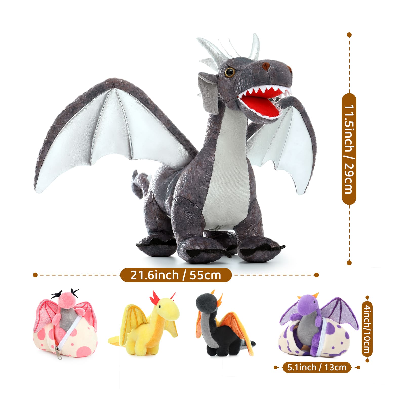 Stofftierset „Fliegender Drache“, 20 Zoll