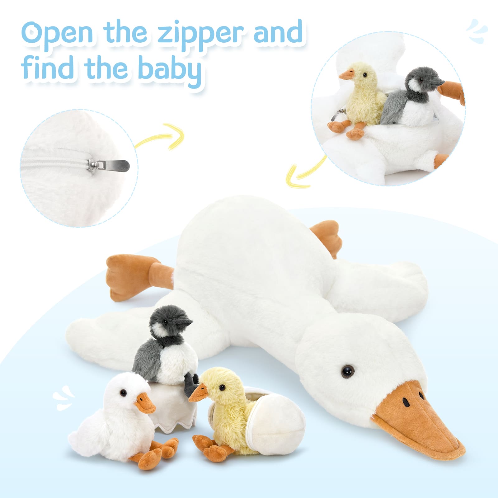 6 Pcs Goose Stuffed Animals, White, 23.6 Inches