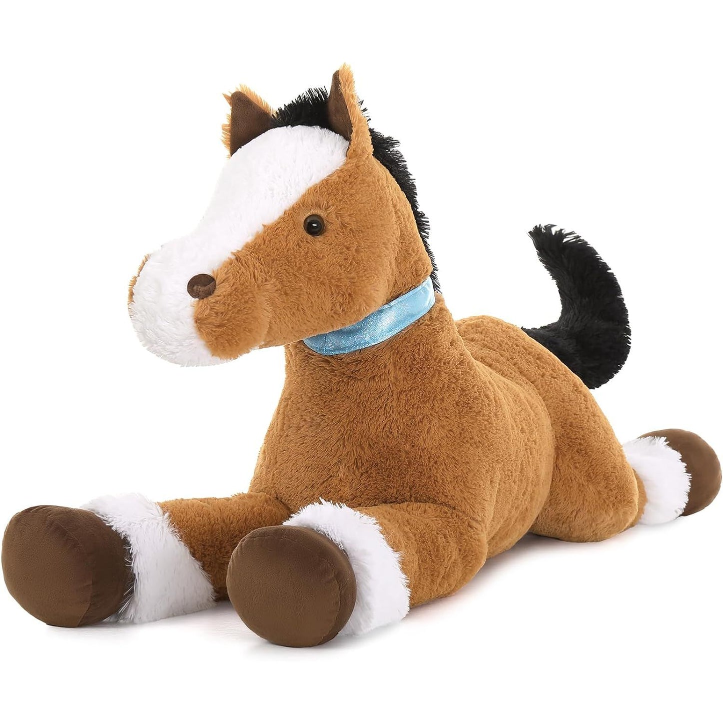 Big Horse Stuffed Animals - Brown Massive Horse Plush Toys - 4 FT Huge Horse Plush Dolls - Farm Animal Plush Pillows - Cute Little Pony Plush Dolls - Christmas/Birthday/Baby Shower Gift Ideas