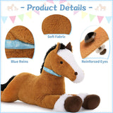 Big Horse Stuffed Animals - Brown Massive Horse Plush Toys - 4 FT Huge Horse Plush Dolls - Farm Animal Plush Pillows - Cute Little Pony Plush Dolls - Christmas/Birthday/Baby Shower Gift Ideas