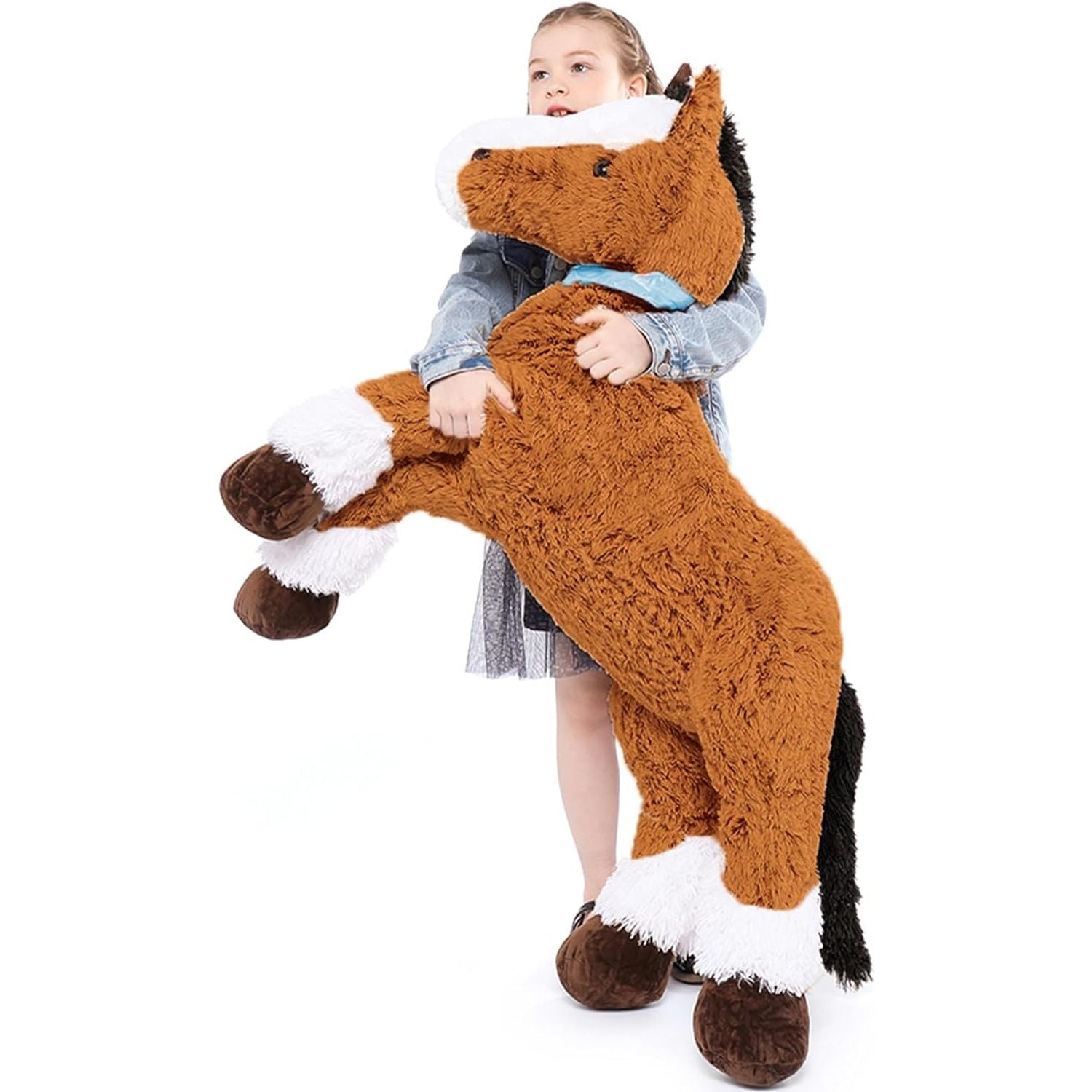 Giant Horse Plush Toy, Grey/Brown/Dark Brown/Coffee, 35/47 Inches