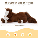 Large Lifelike Horse Stuffed Animals - Dark Brown 47 Inch Horse Plush Toys - Chestnut Horse Plush Dolls - Realistic Giant Horse Plush for Children - Birthday Christmas Easter Valentine's Day Gift for Toddlers Kids