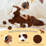Large Lifelike Horse Stuffed Animals - Dark Brown 47 Inch Horse Plush Toys - Chestnut Horse Plush Dolls - Realistic Giant Horse Plush for Children - Birthday Christmas Easter Valentine's Day Gift for Toddlers Kids