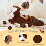 Large Lifelike Horse Stuffed Animals - Dark Brown 47 Inch Horse Plush Toys - Chestnut Horse Plush Dolls - Realistic Giant Horse Plush for Children - Birthday Christmas Easter Valentine's Day Gift for Toddlers Kids