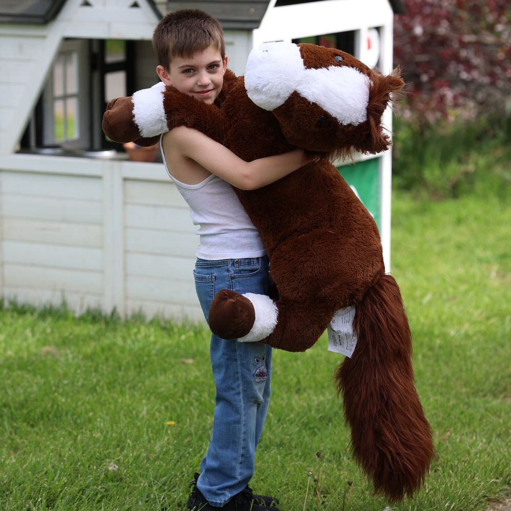 Large Lifelike Horse Stuffed Animals, Dark Brown, 47 Inches