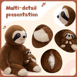37-Inch Lifelike Large Sloth Plush Toy Set with Baby