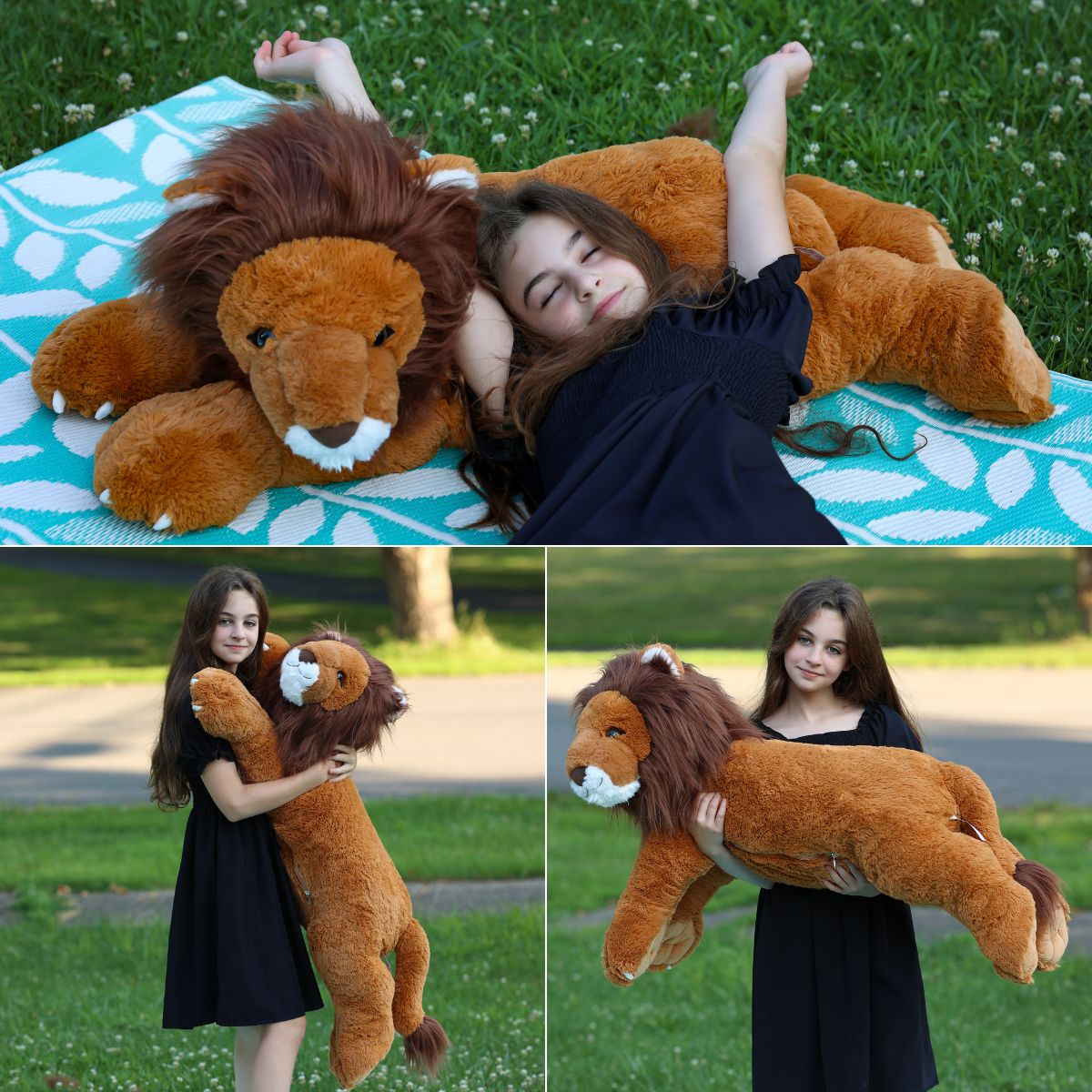 Jumbo Realistic Lion Stuffed Animals - 43 Inches Lion Plush Toys - Jungle Safari Party Decor - Birthday Christmas Gift for kids Teens Adults - Free Shipping Now