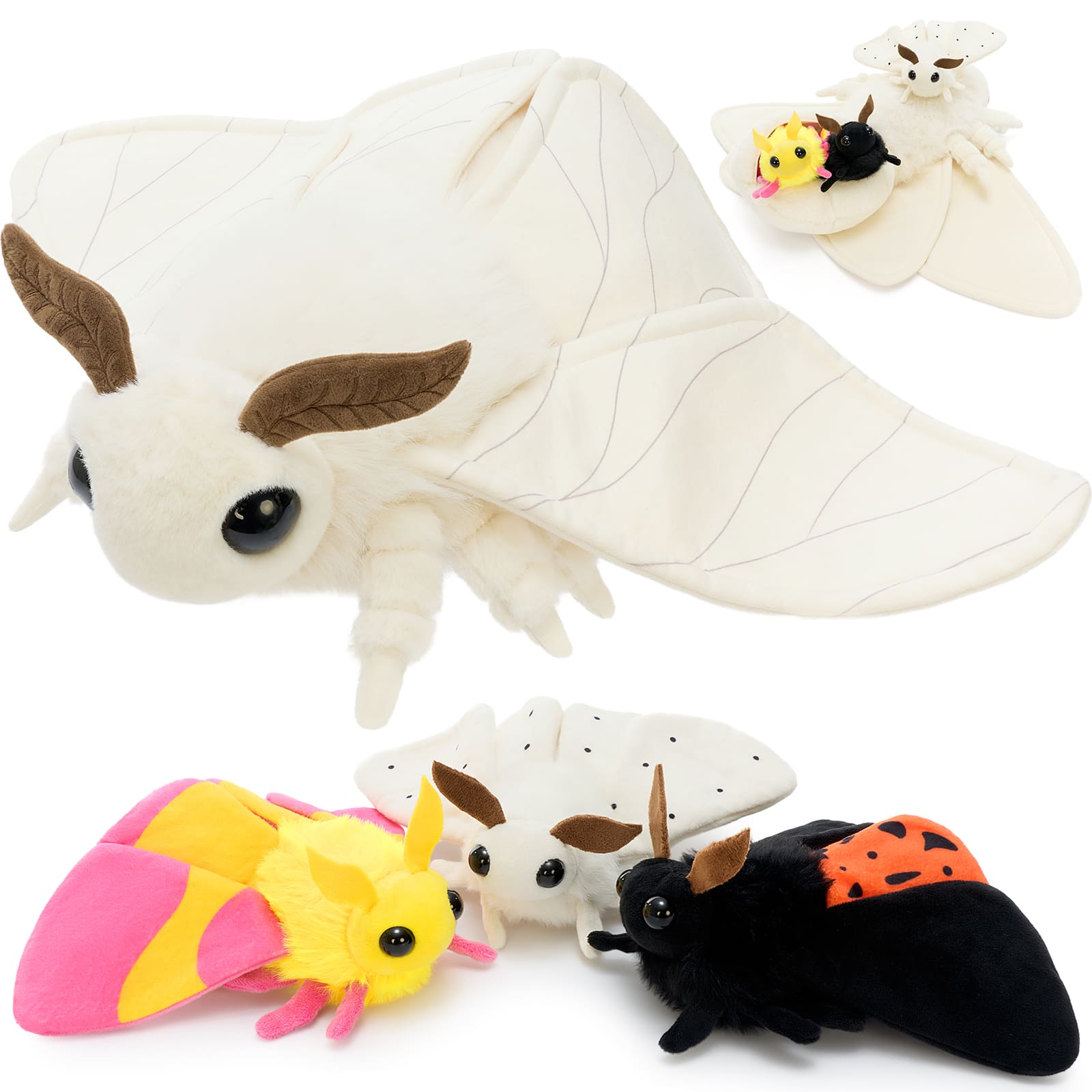 Giant Luna Moth Plush Toy Set with Removable Baby Moths