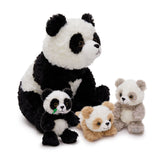 Panda Plush Toy Set with Three Babies and Bamboo Shoot Storage House