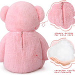 Giant Teddy Bear Stuffed Animals - 4 FT Pink Teddy Bear Plush Toys - Valentine's Day Gift for Girlfriend/Boyfriend - Fluffly Cuddly Plushy Fluffy Toy - Cute Teddy Bear Plush Pillows for Kids - Christmas/Birthday Gift for Children/Teens/Adults - Romantic Anniversary Gift for Wife/Husband - Wedding Gift for Friends - Teddy Bear Theme Baby Shower