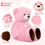 Giant Teddy Bear Stuffed Animals - 4 FT Pink Teddy Bear Plush Toys - Valentine's Day Gift for Girlfriend/Boyfriend - Fluffly Cuddly Plushy Fluffy Toy - Cute Teddy Bear Plush Pillows for Kids - Christmas/Birthday Gift for Children/Teens/Adults - Romantic Anniversary Gift for Wife/Husband - Wedding Gift for Friends - Teddy Bear Theme Baby Shower