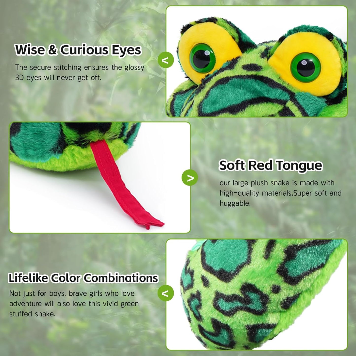 Realistic Snake Stuffed Animals - 98 Inches Long Boa Plush Toys - Lifelike Snake Plushies - Giant Boa Soft Toys - Chinese Year of the Snake - Christmas/Birthday/Halloween/New Year Gift Ideas - MorisMos Stuffed Animals