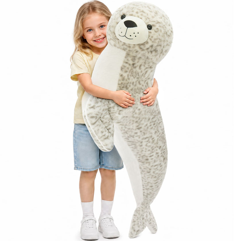 43 Inch Giant Seal Plush Pillow Ultra Soft Large Stuffed Animal for Kids