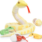 6 Pcs Realistic Snake Stuffed Animals - Snake Stuffed Animal Babies with Their Mom - Simulation Python Plush Dolls for Girls Boys - Stuffed Animals with Babies Inside - Cool Boa Plush Toys - Creative Christmas/Birthday/Halloween Gift for Kids Teens Adults