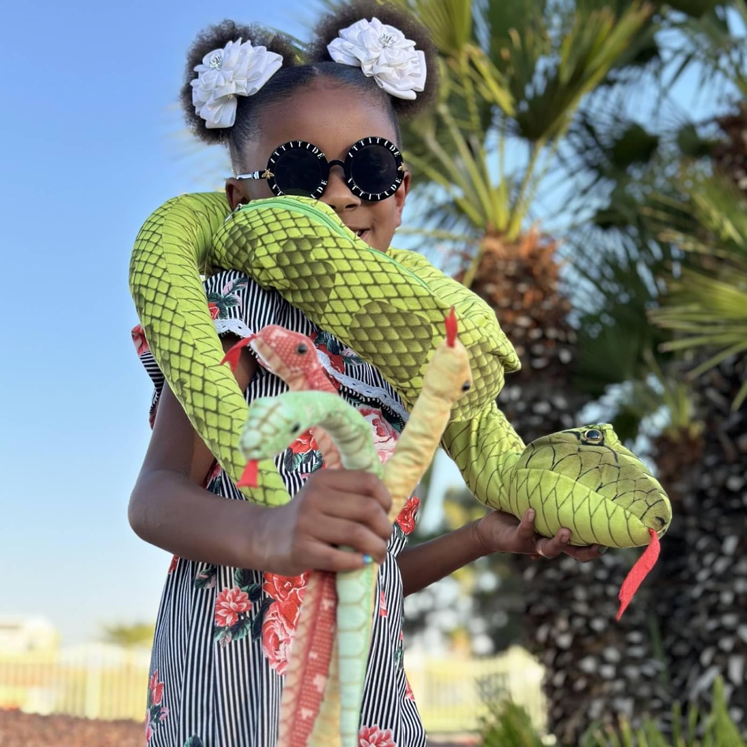 Snake Stuffed Animal Toy Set, Green/Yellow/Red/Pink/Brown, 79/118 Inches