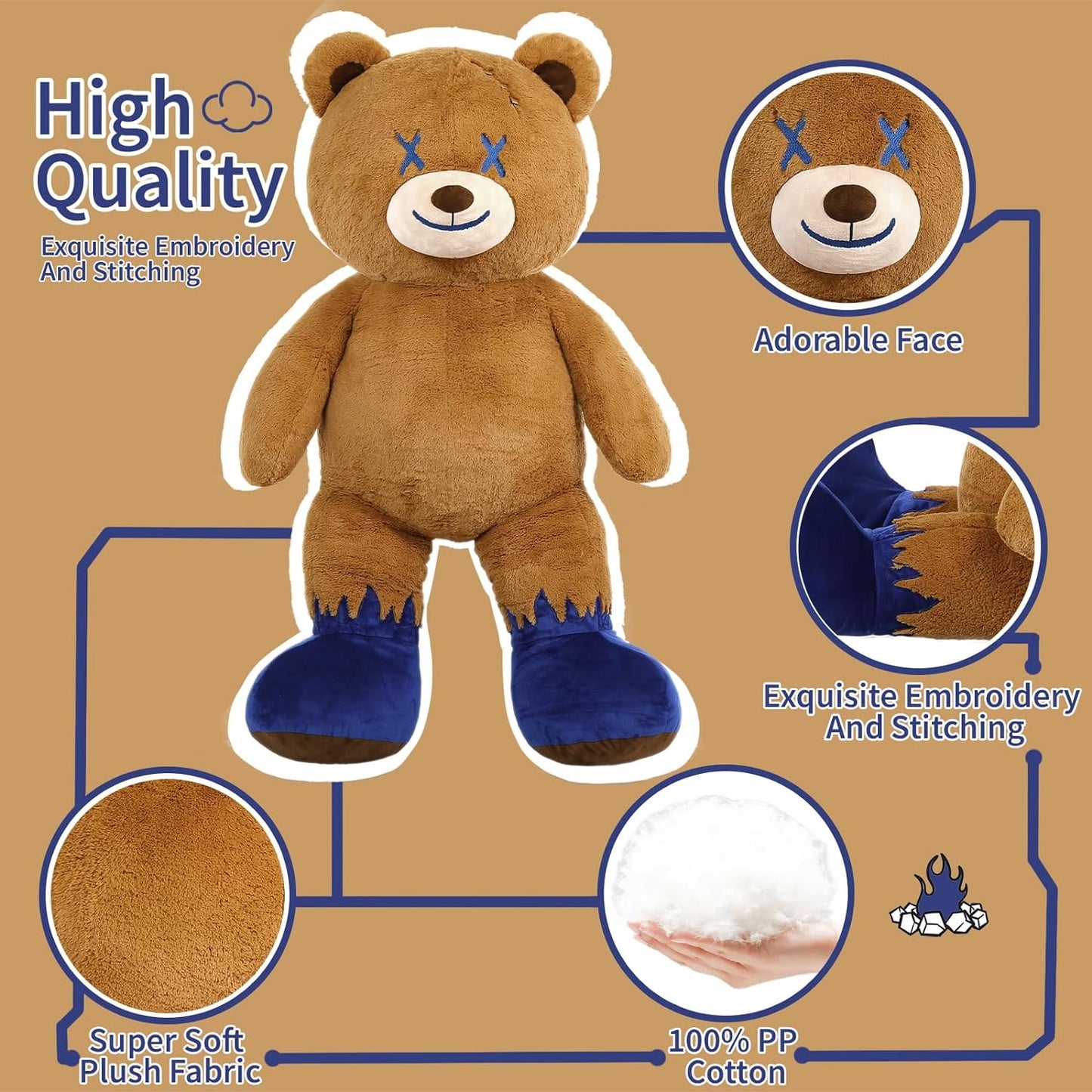 MorisMos Stuffed Animals - Giant Dark Brown Teddy Bear Plush Toys - 47 Inches Unique Teddy Bear Plush Dolls - Valentine's Day Teddy Bears&Gifts for Boyfriend/Girlfriend - ' We Can Bearly Wait' Teddy Bear Theme Baby Shower Decor Ideas - Gender Reveal Party Teddy Bear Decorations -Birthday/Christmas/Graduation Gift for friends - Romantic Anniversary Gift for Wife/Husband