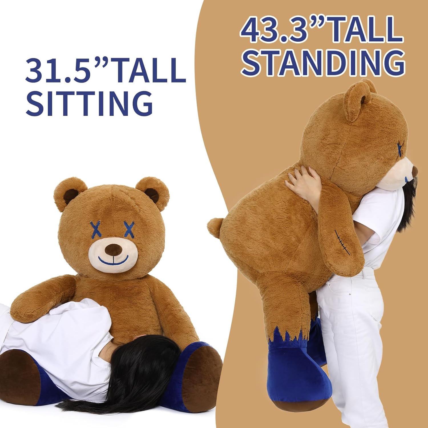 MorisMos Stuffed Animals - Giant Dark Brown Teddy Bear Plush Toys - 47 Inches Unique Teddy Bear Plush Dolls - Valentine's Day Teddy Bears&Gifts for Boyfriend/Girlfriend - ' We Can Bearly Wait' Teddy Bear Theme Baby Shower Decor Ideas - Gender Reveal Party Teddy Bear Decorations -Birthday/Christmas/Graduation Gift for friends - Romantic Anniversary Gift for Wife/Husband