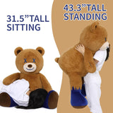 MorisMos Stuffed Animals - Giant Dark Brown Teddy Bear Plush Toys - 47 Inches Unique Teddy Bear Plush Dolls - Valentine's Day Teddy Bears&Gifts for Boyfriend/Girlfriend - ' We Can Bearly Wait' Teddy Bear Theme Baby Shower Decor Ideas - Gender Reveal Party Teddy Bear Decorations -Birthday/Christmas/Graduation Gift for friends - Romantic Anniversary Gift for Wife/Husband