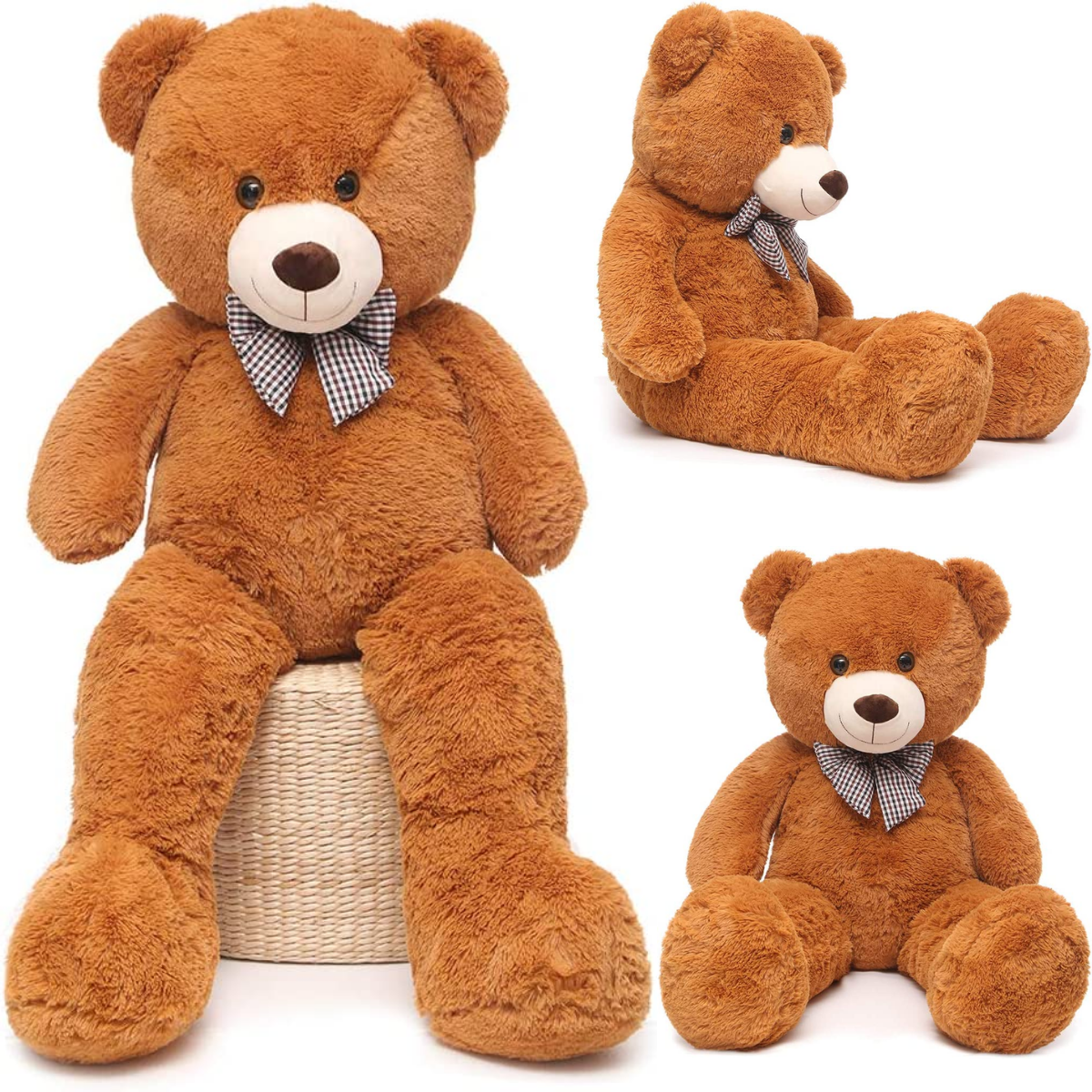 Huge Brown Teddy Bear Plush Toys - Dark Brown Teddy Bear Stuffed Animals - Massive Valentine's Day Teddy Bears&Gifts - Soft Cuddly Smiling Face Big Teddy Bear Plush Gift for Girlfriend/Boyfriend - Teddy Bear Plush Dolls for Birthday/Baby Shower/Christmas