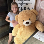 MorisMos Stuffed Animals - Giant Brown Teddy Bear Plush Toys - 52 Inches Teddy Bear Plush Dolls - Valentine's Day Teddy Bears&Gifts for Boyfriend/Girlfriend - ' We Can Bearly Wait' Teddy Bear Theme Baby Shower Decor Ideas - Gender Reveal Party Teddy Bear Decorations -Birthday/Christmas/Graduation Gift for friends - Romantic Anniversary Gift for Wife/Husband