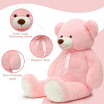 MorisMos Stuffed Animals - Giant Pink Teddy Bear Plush Toys - 52 Inches Teddy Bear Plush Dolls - Valentine's Day Teddy Bears&Gifts for Boyfriend/Girlfriend - ' We Can Bearly Wait' Teddy Bear Theme Baby Shower Decor Ideas - Gender Reveal Party Teddy Bear Decorations -Birthday/Christmas/Graduation Gift for friends - Romantic Anniversary Gift for Wife/Husband