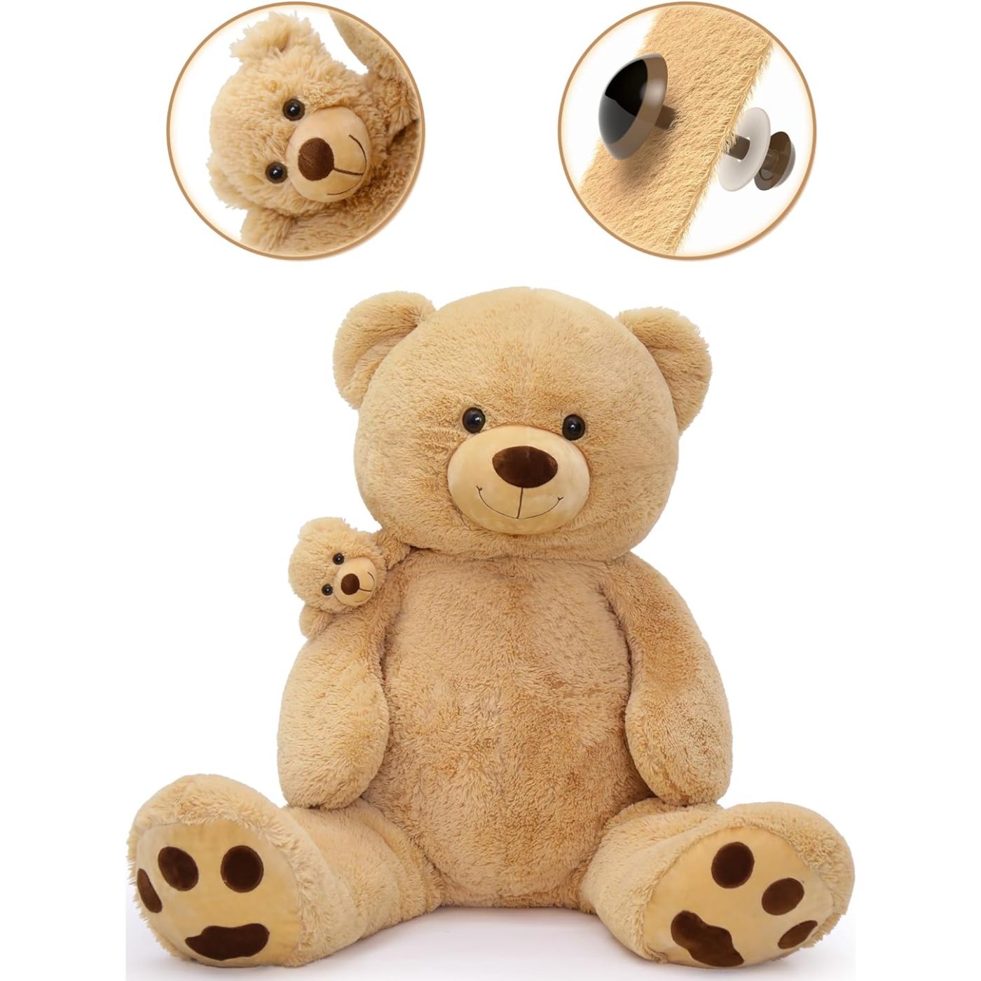 Giant Teddy Bear Plush Toys - Valentine's Day Teddy Bears - Baby Shower Theme Teddy Bear Stuffed Animals - 5 FT Brown Teddy Bears - Bear Mom and Her Baby - Stuffed Animal Babies with Their Mom - Massive Teddy Bear Stuffed Animals - Teddy Bear Theme Baby Shower Decoration - Romantic Gift Gift for Girlfriend/Boyfriend - Anniversary Gift for Wife/Husband