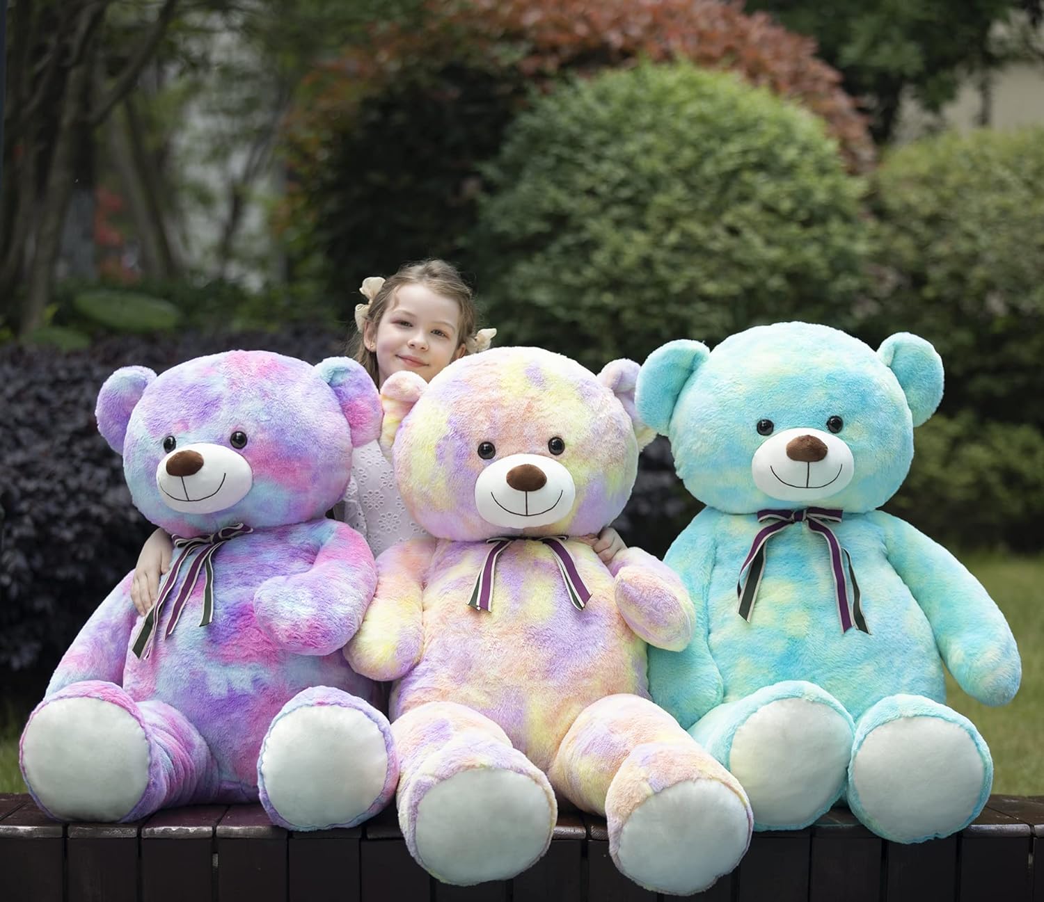 MorisMos Stuffed Animals - Giant Colorful Teddy Bear Plush Toys - 52 Inches Teddy Bear Plush Dolls - Valentine's Day Teddy Bears&Gifts for Boyfriend/Girlfriend - ' We Can Bearly Wait' Teddy Bear Theme Baby Shower Decor Ideas - Gender Reveal Party Teddy Bear Decorations -Birthday/Christmas/Graduation Gift for friends - Romantic Anniversary Gift for Wife/Husband
