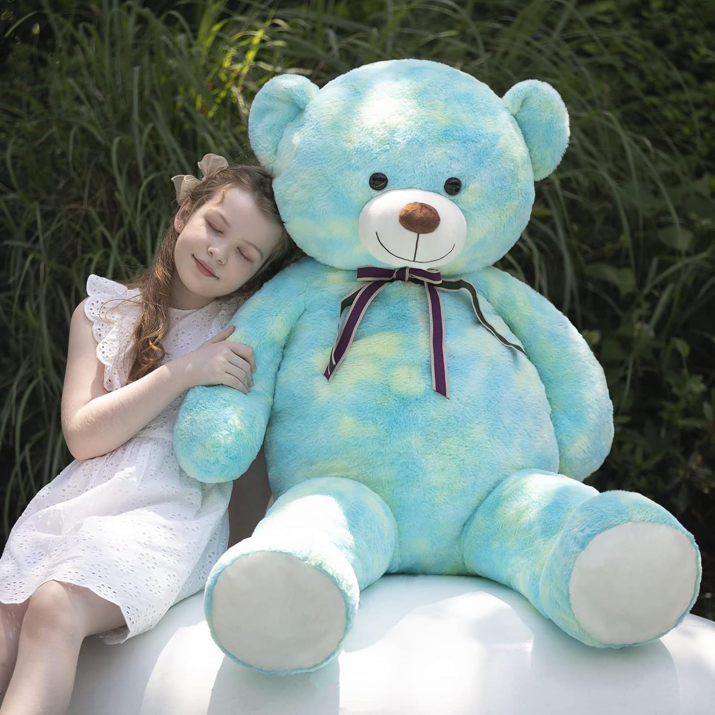 MorisMos Stuffed Animals - Giant Colorful Teddy Bear Plush Toys - 52 Inches Teddy Bear Plush Dolls - Valentine's Day Teddy Bears&Gifts for Boyfriend/Girlfriend - ' We Can Bearly Wait' Teddy Bear Theme Baby Shower Decor Ideas - Gender Reveal Party Teddy Bear Decorations -Birthday/Christmas/Graduation Gift for friends - Romantic Anniversary Gift for Wife/Husband