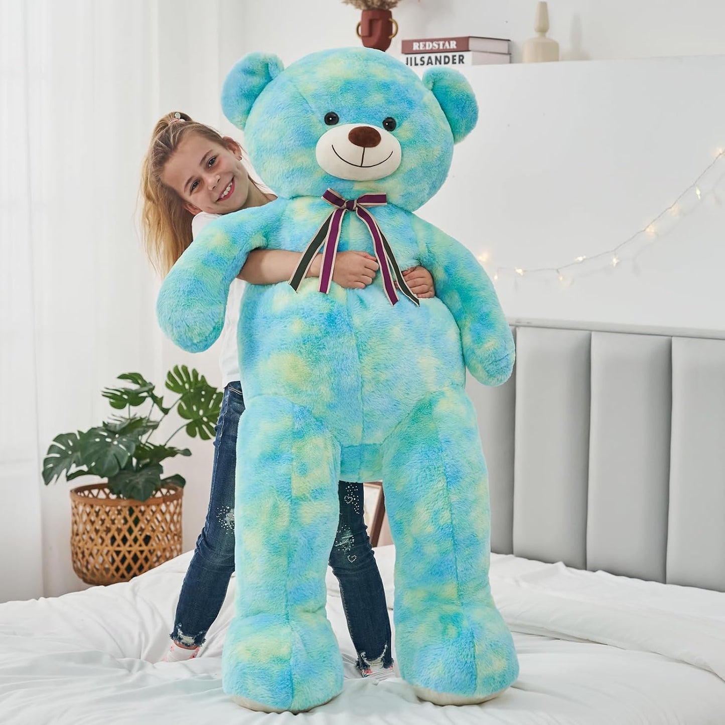 MorisMos Stuffed Animals - Giant Colorful Teddy Bear Plush Toys - 52 Inches Teddy Bear Plush Dolls - Valentine's Day Teddy Bears&Gifts for Boyfriend/Girlfriend - ' We Can Bearly Wait' Teddy Bear Theme Baby Shower Decor Ideas - Gender Reveal Party Teddy Bear Decorations -Birthday/Christmas/Graduation Gift for friends - Romantic Anniversary Gift for Wife/Husband