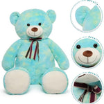 MorisMos Stuffed Animals - Giant Colorful Teddy Bear Plush Toys - 52 Inches Teddy Bear Plush Dolls - Valentine's Day Teddy Bears&Gifts for Boyfriend/Girlfriend - ' We Can Bearly Wait' Teddy Bear Theme Baby Shower Decor Ideas - Gender Reveal Party Teddy Bear Decorations -Birthday/Christmas/Graduation Gift for friends - Romantic Anniversary Gift for Wife/Husband