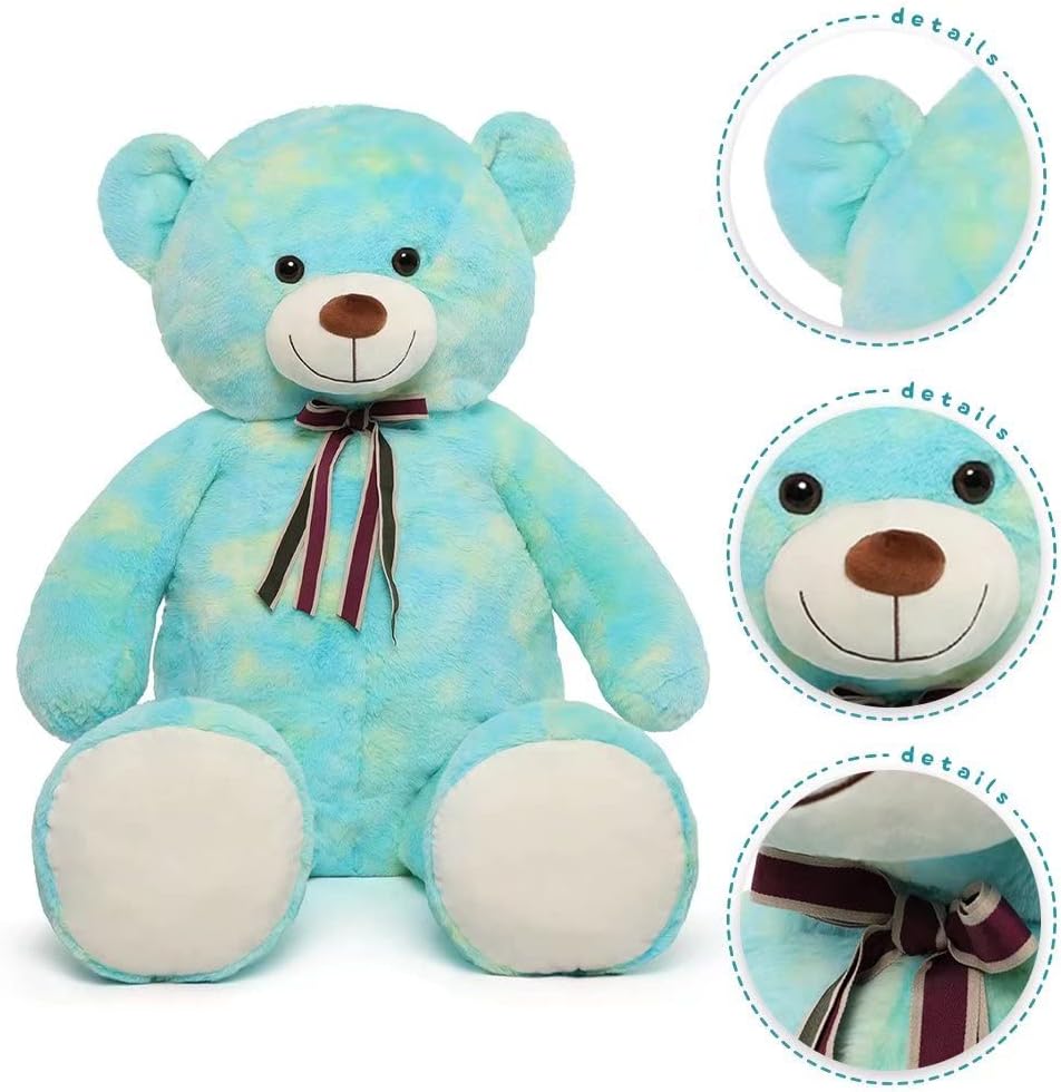 MorisMos Stuffed Animals - Giant Colorful Teddy Bear Plush Toys - 52 Inches Teddy Bear Plush Dolls - Valentine's Day Teddy Bears&Gifts for Boyfriend/Girlfriend - ' We Can Bearly Wait' Teddy Bear Theme Baby Shower Decor Ideas - Gender Reveal Party Teddy Bear Decorations -Birthday/Christmas/Graduation Gift for friends - Romantic Anniversary Gift for Wife/Husband