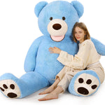 Giant Blue Teddy Bear Plush Toys - Blue 6 FT Teddy Bear Plush Dolls - Smiling Teddy Bear Stuffed Animals - Valentine's Day Teddy Bear Plushies - Teddy Bear Theme Baby Shower - We Can Bearly Wait Baby Shower Decor - Romantic Valentine's Day Gift