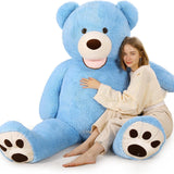 Giant Blue Teddy Bear Plush Toys - Blue 6 FT Teddy Bear Plush Dolls - Smiling Teddy Bear Stuffed Animals - Valentine's Day Teddy Bear Plushies - Teddy Bear Theme Baby Shower - We Can Bearly Wait Baby Shower Decor - Romantic Valentine's Day Gift