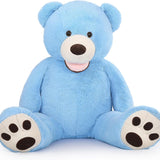 Giant Blue Teddy Bear Plush Toys - Blue 6 FT Teddy Bear Plush Dolls - Smiling Teddy Bear Stuffed Animals - Valentine's Day Teddy Bear Plushies - Teddy Bear Theme Baby Shower - We Can Bearly Wait Baby Shower Decor - Romantic Valentine's Day Gift