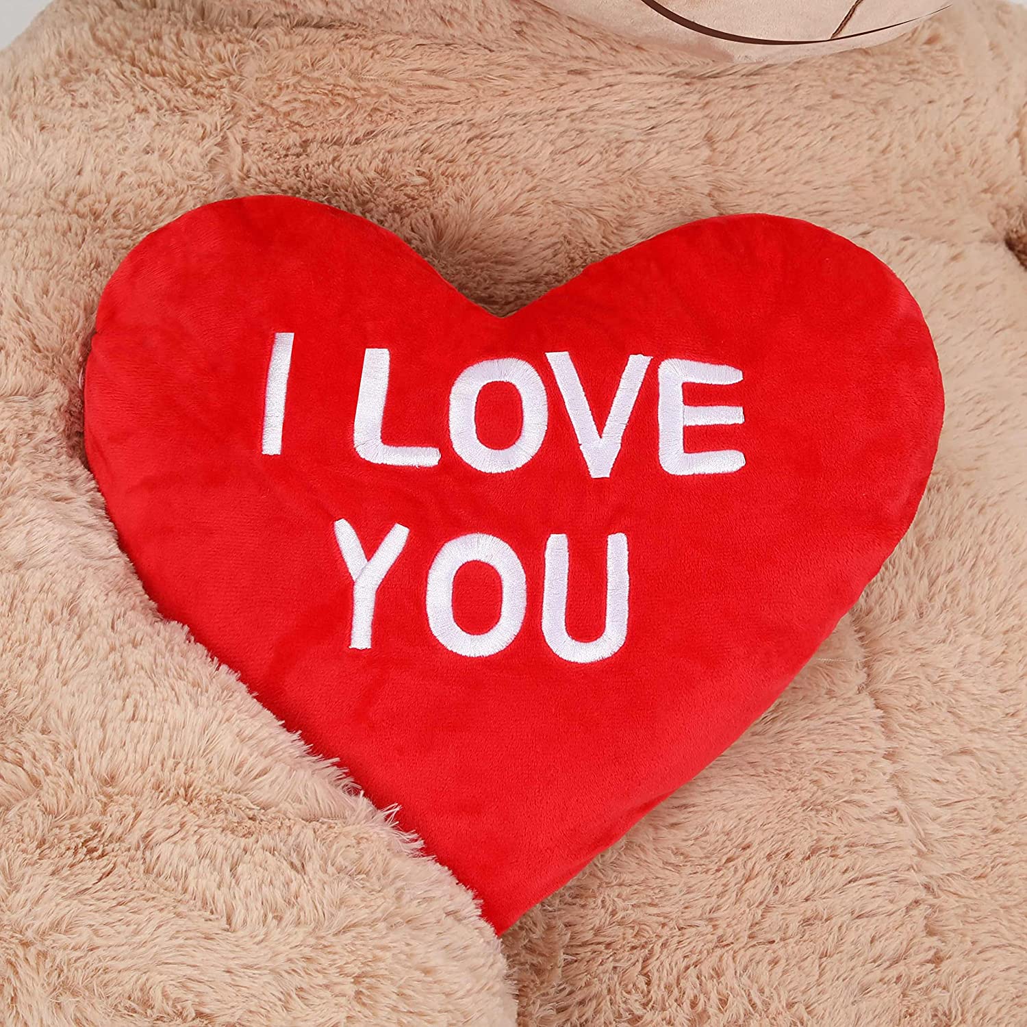 Giant Teddy Bear Plush Toy, Brown/Beige/Pink, 35.4/51/72 Inches