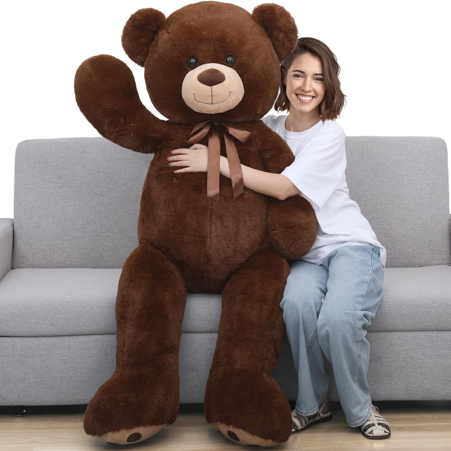 Dark Brown Teddy Bear Stuffed Animals, 5 FT Stuffed Bear Plush, Cute Stuffed Animals, Giant Teddy Bears for Kids Baby Toddlers Girlfriend, Gifts for Valentine's Day/Birthday/Christmas, MorisMos Stuffed Animals