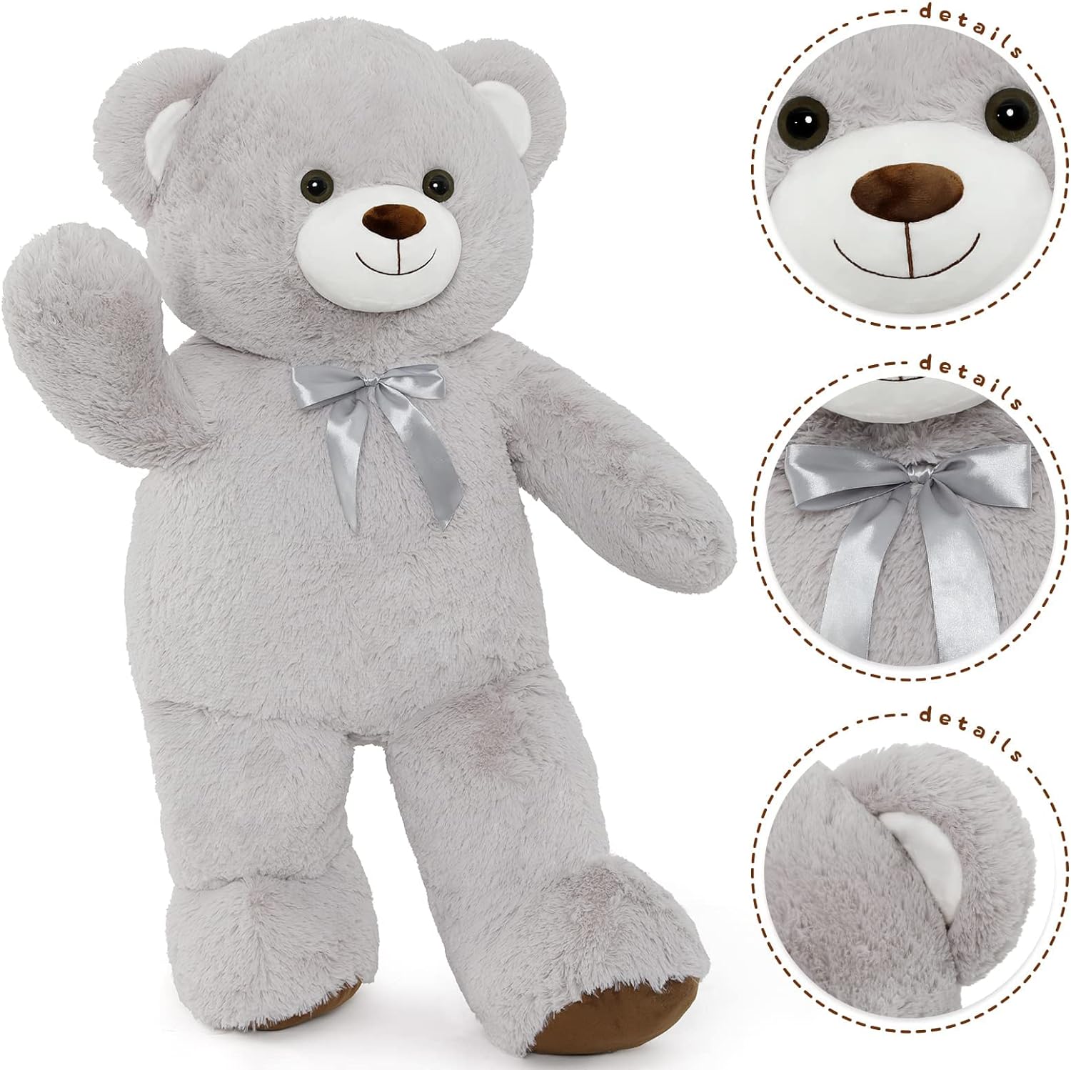 MorisMos Stuffed Animals - Giant Grey Teddy Bear Plush Toys - 41 Inches Teddy Bear Plush Dolls - Valentine's Day Teddy Bears&Gifts for Boyfriend/Girlfriend - ' We Can Bearly Wait' Teddy Bear Theme Baby Shower Decor Ideas - Gender Reveal Party Teddy Bear Decorations -Birthday/Christmas/Graduation Gift for friends - Romantic Anniversary Gift for Wife/Husband