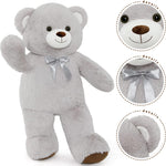 MorisMos Stuffed Animals - Giant Grey Teddy Bear Plush Toys - 41 Inches Teddy Bear Plush Dolls - Valentine's Day Teddy Bears&Gifts for Boyfriend/Girlfriend - ' We Can Bearly Wait' Teddy Bear Theme Baby Shower Decor Ideas - Gender Reveal Party Teddy Bear Decorations -Birthday/Christmas/Graduation Gift for friends - Romantic Anniversary Gift for Wife/Husband
