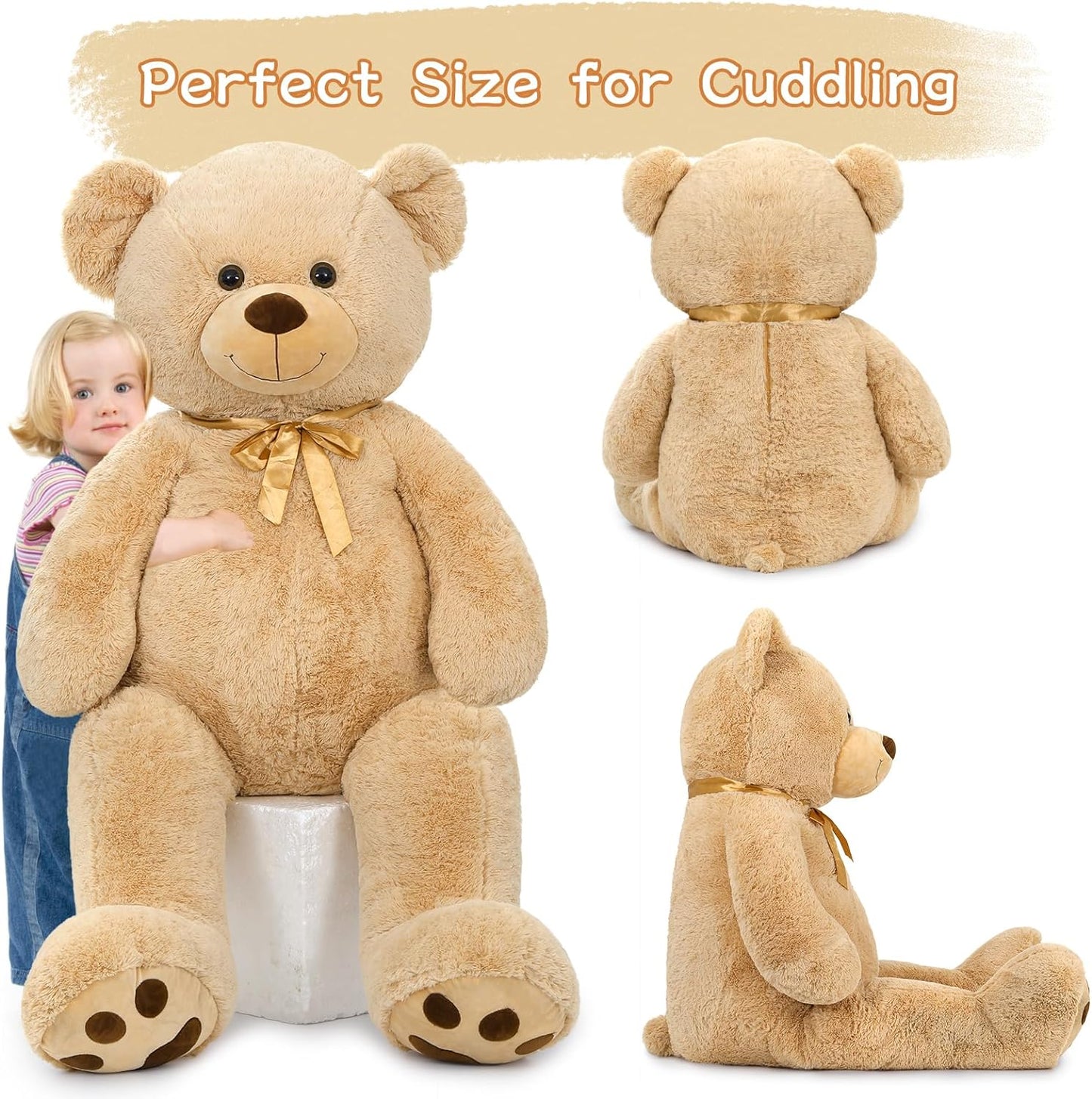 Dark Brown Teddy Bear Stuffed Animals, 5 FT Stuffed Bear Plush, Cute Stuffed Animals, Giant Teddy Bears for Kids Baby Toddlers Girlfriend, Gifts for Valentine's Day/Birthday/Christmas, MorisMos Stuffed Animals