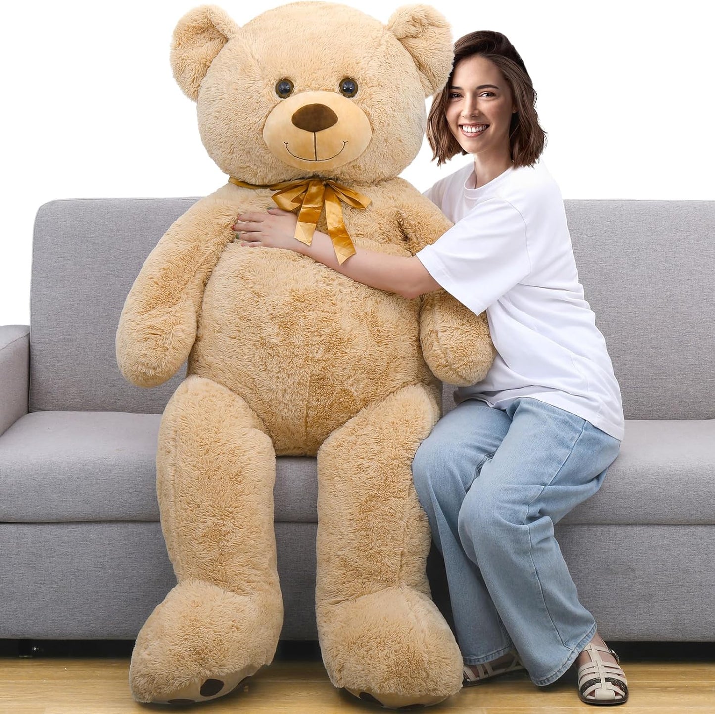 Brown Teddy Bear Stuffed Animals, 5 FT Stuffed Bear Plush, Cute Stuffed Animals, Gitant Teddy Bears for Kids Baby Toddlers Girlfriend, Gifts for Valentine's Day/Birthday/Christmas, MorisMos Stuffed Animals