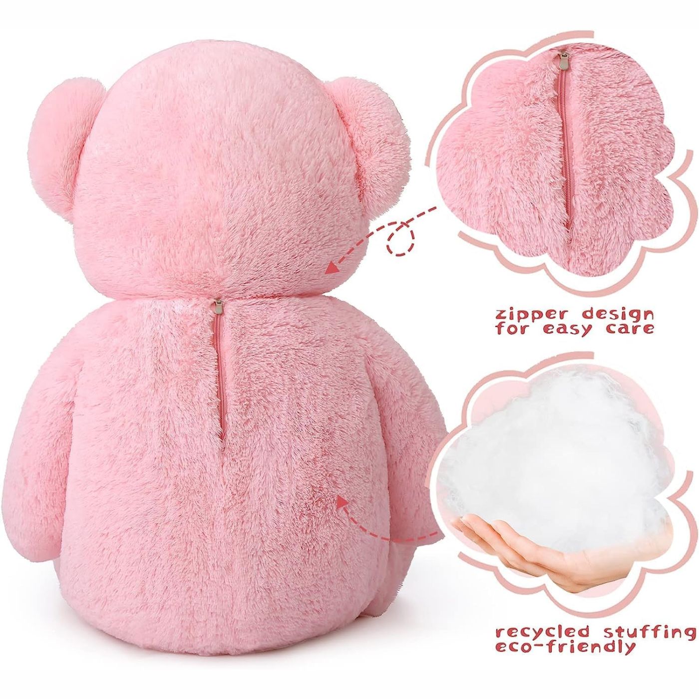 MorisMos Stuffed Animals - Giant Pink Teddy Bear Plush Toys - 41 Inches Teddy Bear Plush Dolls - Valentine's Day Teddy Bears&Gifts for Boyfriend/Girlfriend - ' We Can Bearly Wait' Teddy Bear Theme Baby Shower Decor Ideas - Gender Reveal Party Teddy Bear Decorations -Birthday/Christmas/Graduation Gift for friends - Romantic Anniversary Gift for Wife/Husband