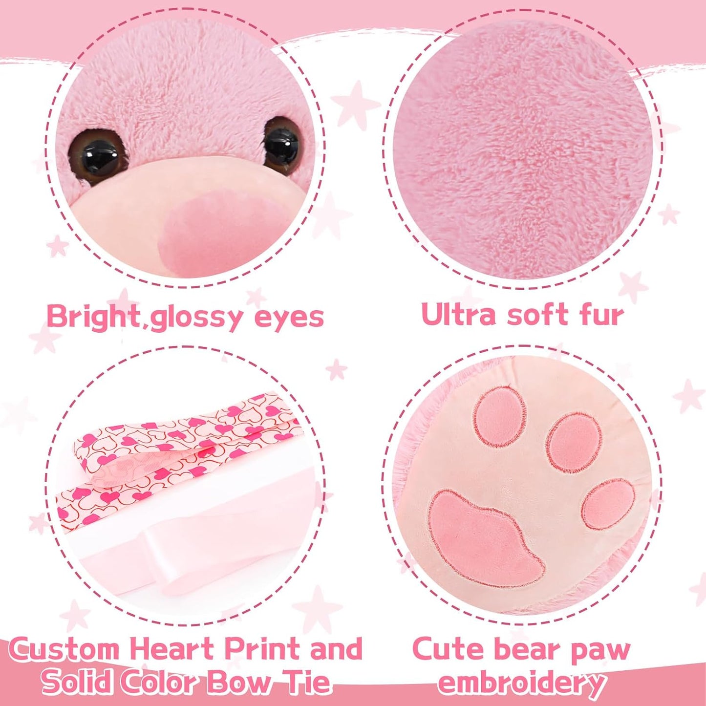 Pink Teddy Bear Stuffed Animals, 5 FT Stuffed Bear Plush, Cute Stuffed Animals, Giant Teddy Bears for Kids Baby Toddlers Girlfriend, Gifts for Valentine's Day/Birthday/Christmas, MorisMos Stuffed Animals