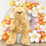 Giant Teddy Bear Stuffed Animals - Brown Teddy Bear Plush Toys 51 Inches - Jumbo Teddy Bear Plush Dolls - Stuffed Animal Bear Babies with Their Mom - Valentine's Day Teddy Bear Plush for Girlfriend/Boyfriend - Christmas/Birthday Gift for Kids/Teens/Adults