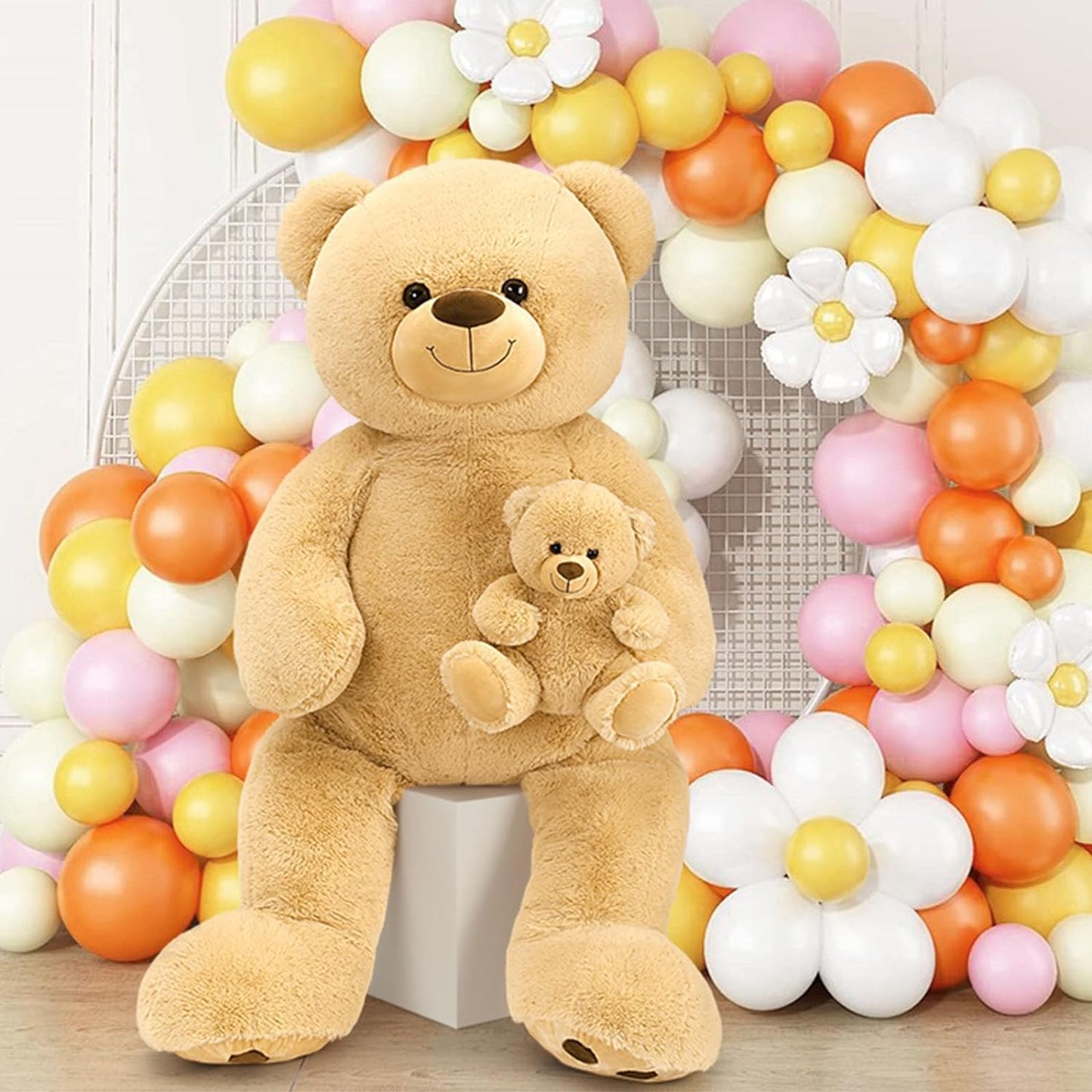 Giant Teddy Bear Stuffed Animals - Brown Teddy Bear Plush Toys 51 Inches - Jumbo Teddy Bear Plush Dolls - Stuffed Animal Bear Babies with Their Mom - Valentine's Day Teddy Bear Plush for Girlfriend/Boyfriend - Christmas/Birthday Gift for Kids/Teens/Adults