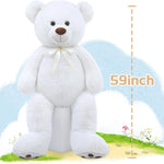 White Teddy Bear Stuffed Animals, 5 FT Stuffed Bear Plush, Cute Stuffed Animals, Giant Teddy Bears for Kids Baby Toddlers Girlfriend, Gifts for Valentine's Day/Birthday/Christmas, MorisMos Stuffed Animals