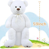 White Teddy Bear Stuffed Animals, 5 FT Stuffed Bear Plush, Cute Stuffed Animals, Giant Teddy Bears for Kids Baby Toddlers Girlfriend, Gifts for Valentine's Day/Birthday/Christmas, MorisMos Stuffed Animals